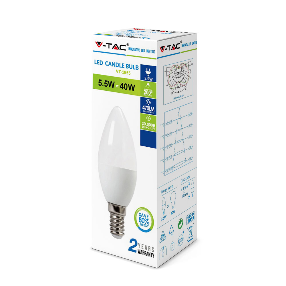 LED lampadina 5.5W E14 Candela White