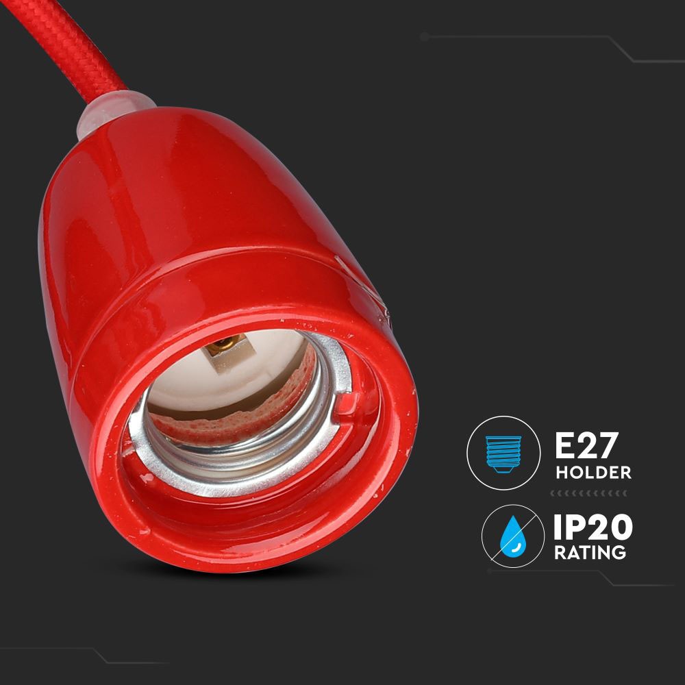 Lampadario con Portalampada Porcellana Rosso img 1