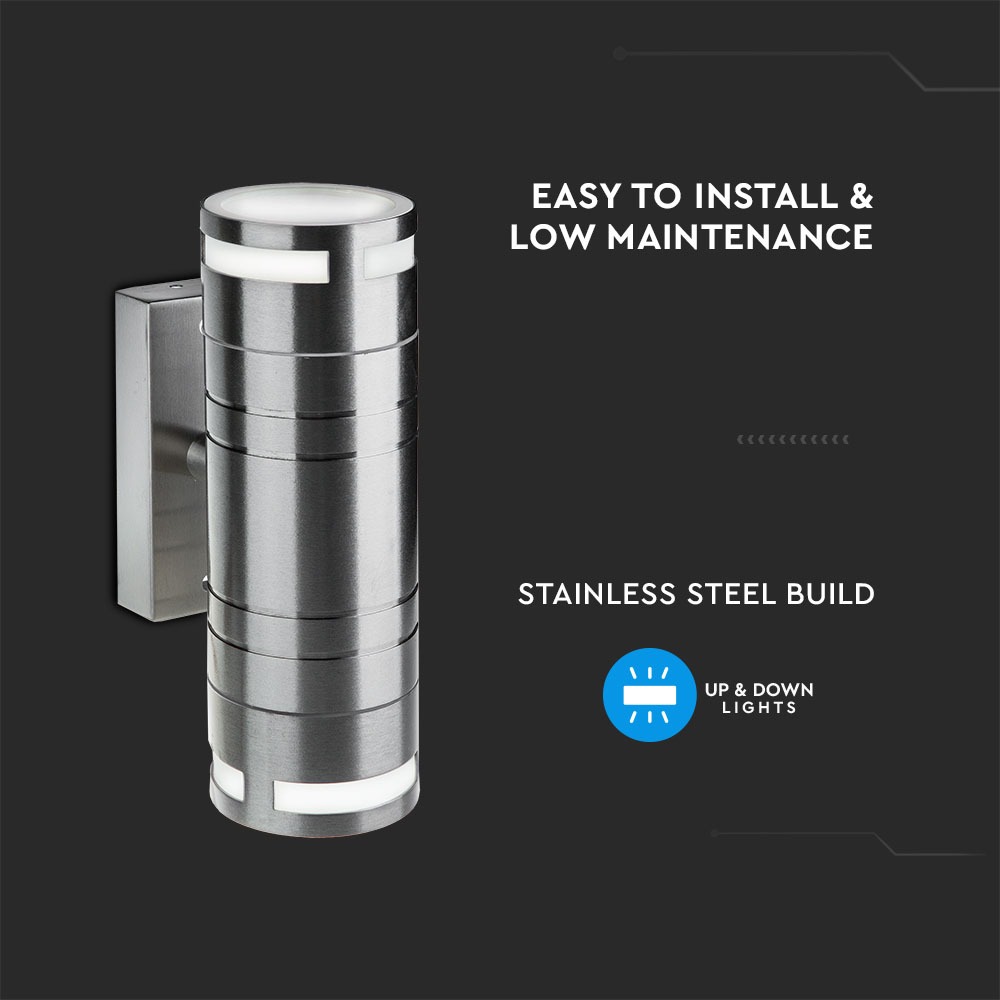 Portafaretto da Muro Vetro GU10 in Acciaio corpo a 2 Uscite img 2