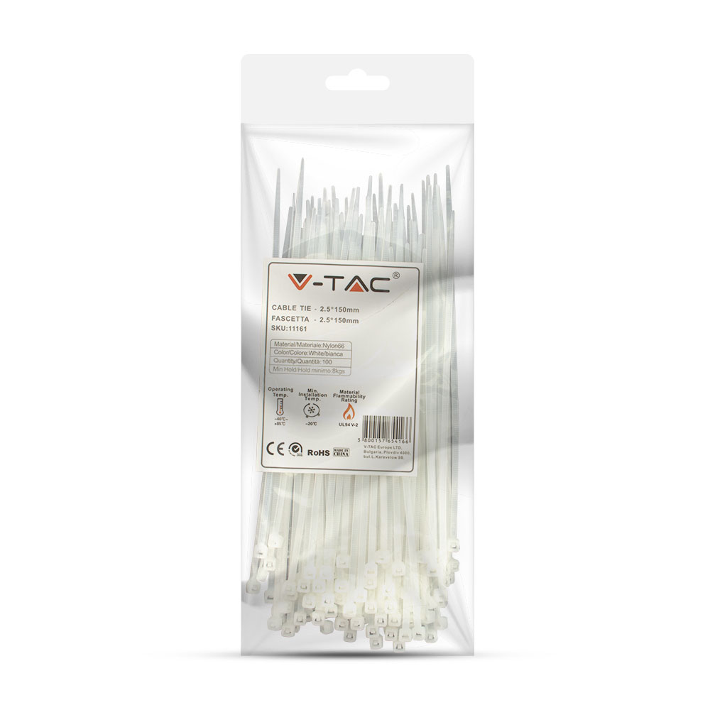 Fascetta 2.5 x 150mm Bianco 100 pcs/pack