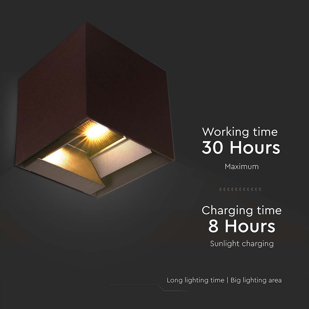 9W LED Solar Wall Light 3in1 Corten Body IP65 img 5