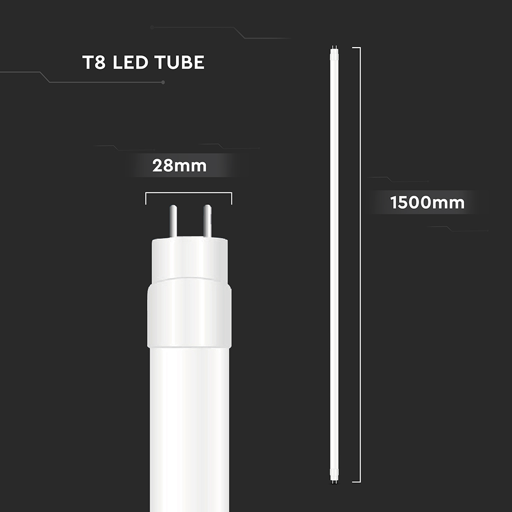 LED Tube T8 24W - 150 cm Nano Plastic Non Rotation 3000K