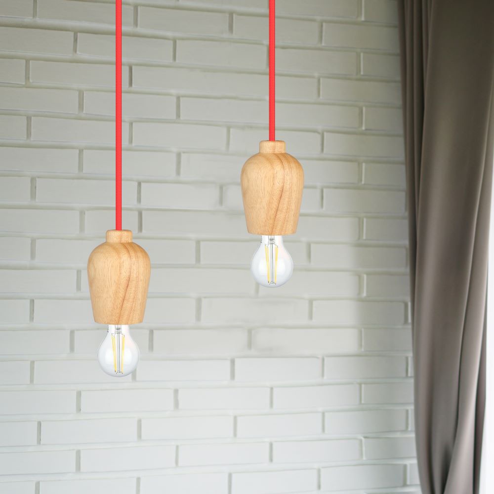 Lampadario con Portalampada Cavo Rosso