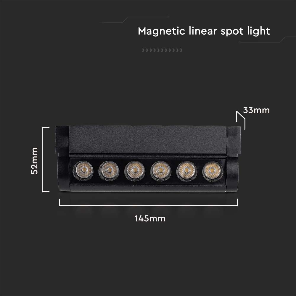 5W LED Magnetic Linear Spotlight Slim Adjustable 6400K Black Body