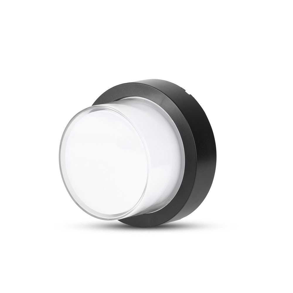 12W LED Wall Light Nero Rotondo 3000K