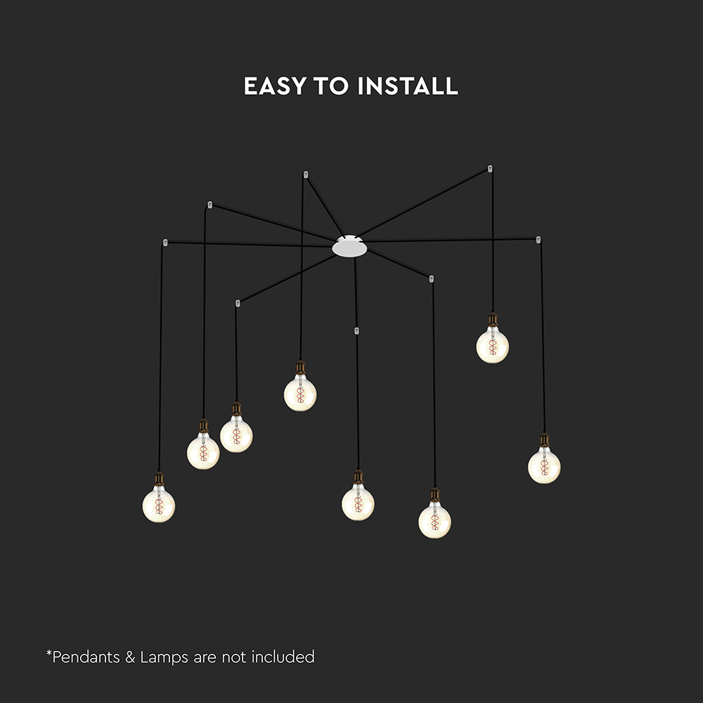 Rosone Magnetico per Lampadario d:150*h:35mm con 8 Fori laterali Colore Bianco Opaco