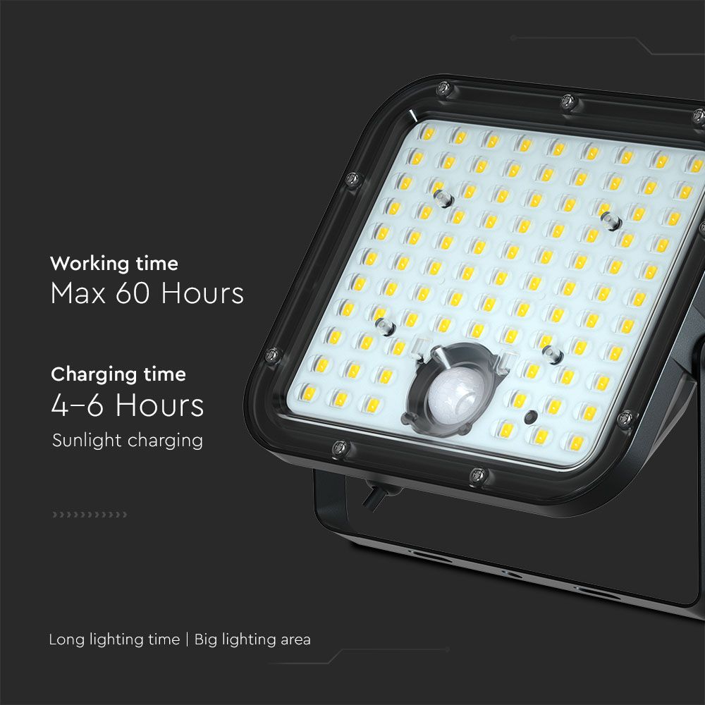 30W LED Solar Floodlight LiFePo Battery 3.7V Black 6000K img 1
