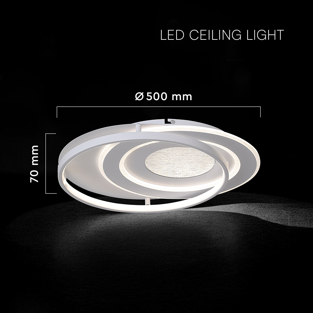 48W LED Decorative Ceiling Lamp (500*420*70mm) CCT3IN1 White With IR Remote Control