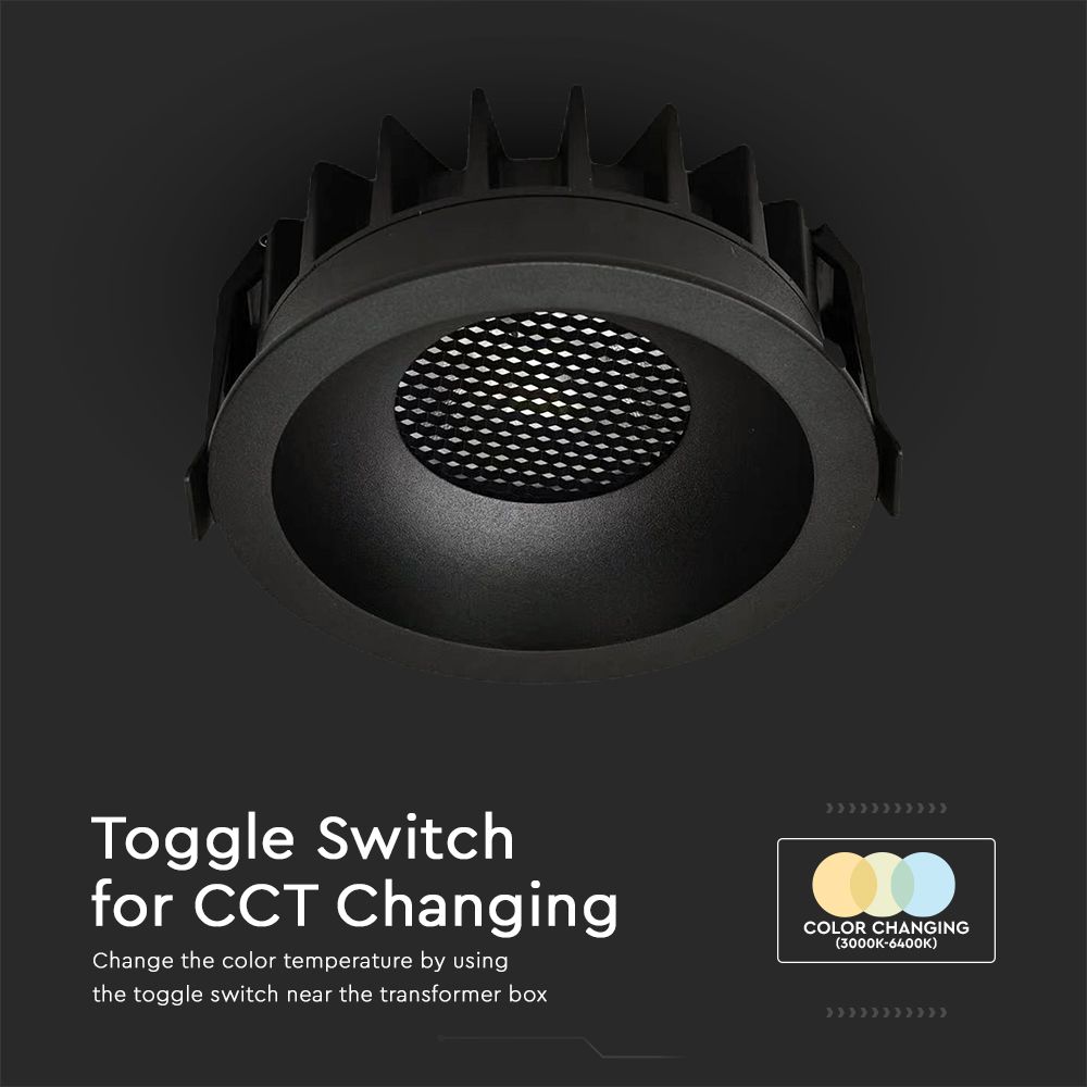 12W LED Honey COMB Downlight Bridgelux Chip 3in1 Black Ring + Black Heating img 2