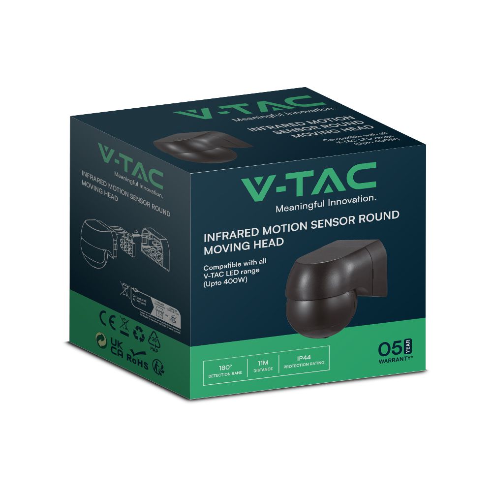 PIR Wall Sensor With Moving Head Full Black