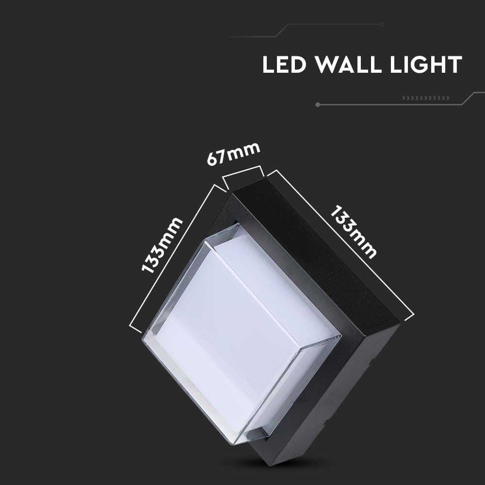 7W LED Wall Black Square 3000K