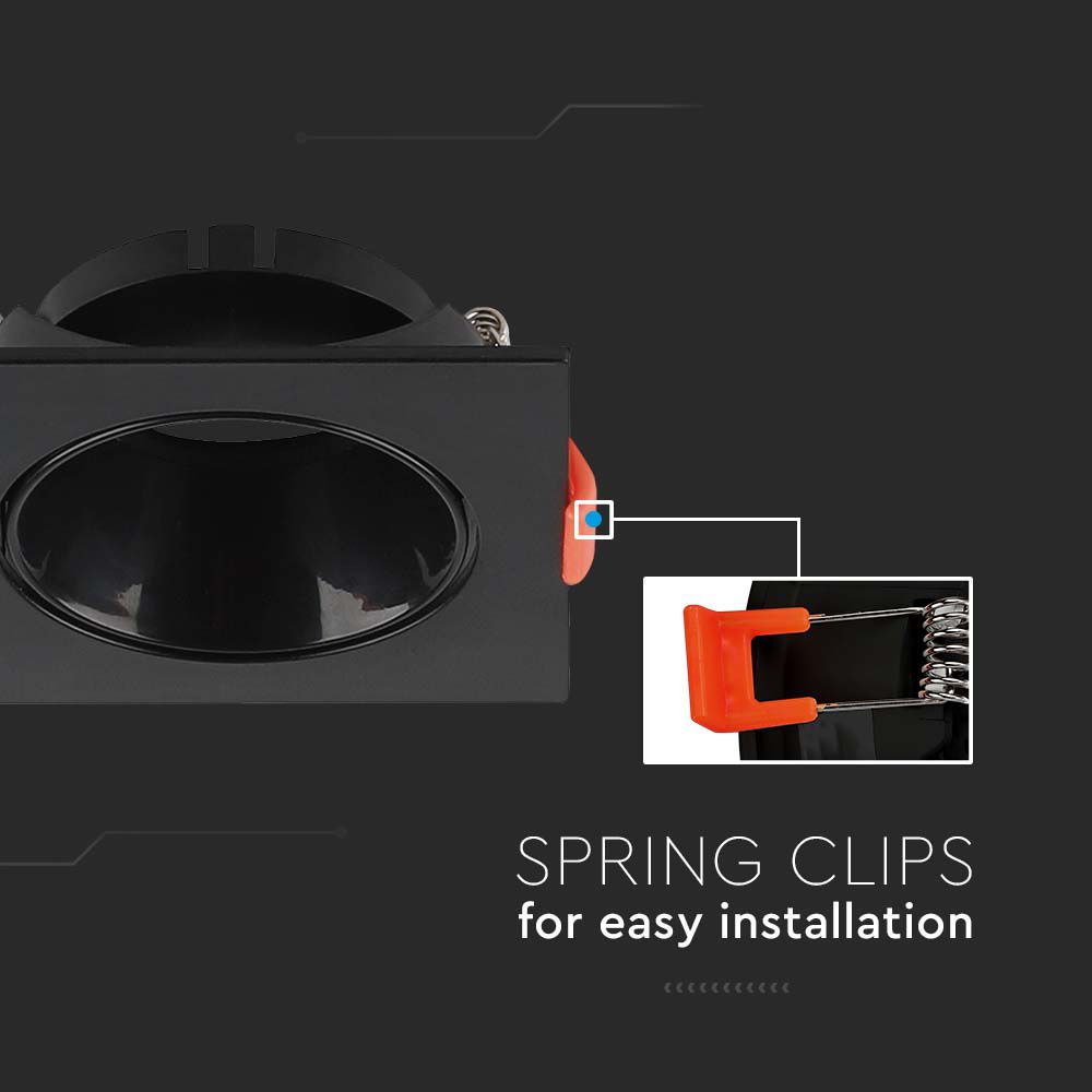 GU10 Fitting Square Black Frame + Black Reflector