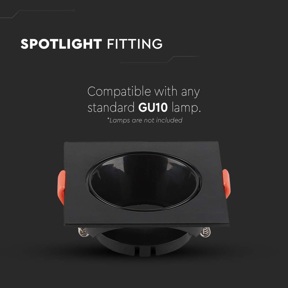 GU10 Fitting Square Black Frame + Black Reflector img 1