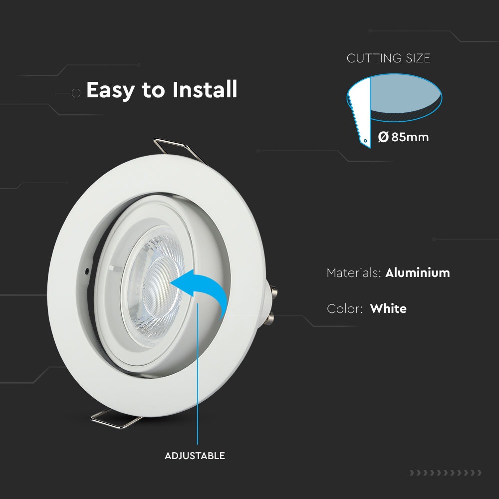 GU10 Corpo Faretto Rotondo Bianco img 1