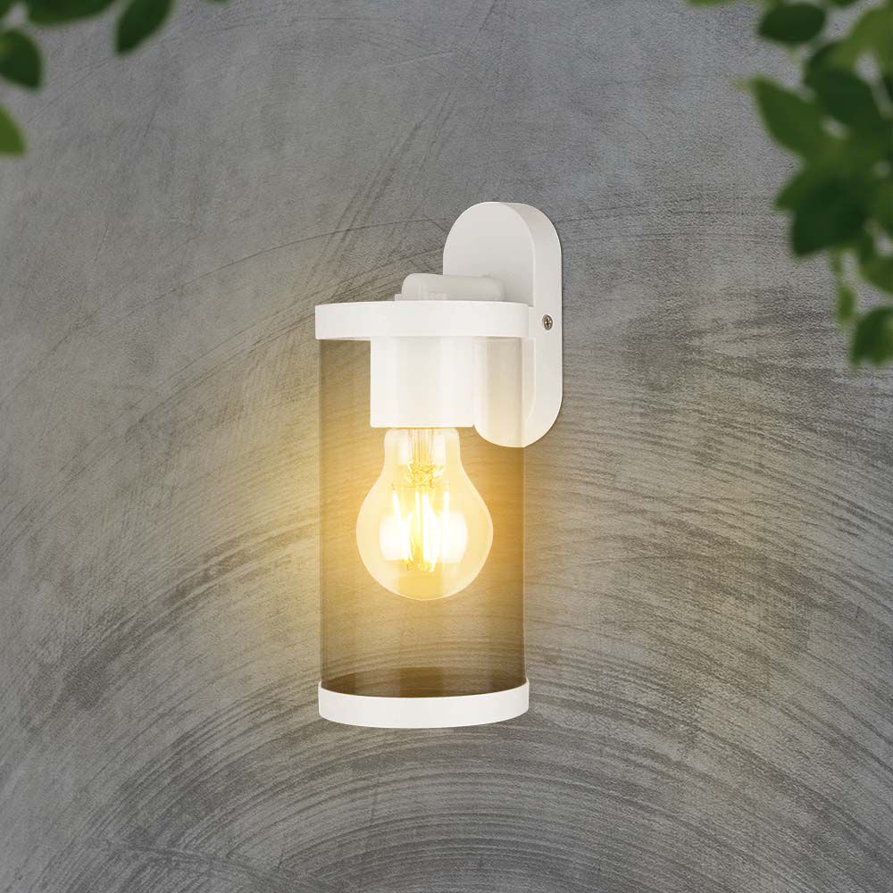 Lampada LED da Giardino Cilindrica con Portalampada E27 con Corpo Bianco Copertura Trasparente