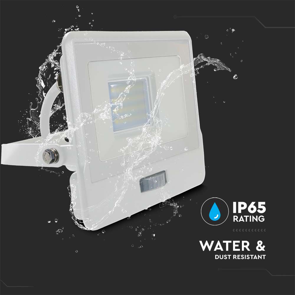 20W LED PIR Sensor Floodlight SAMSUNG CHIP White Body 4000K 1M Cable img 3