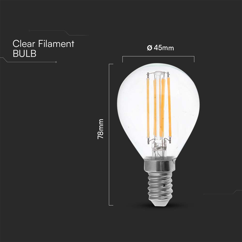 LED Bulb - 6W Filamen E14 P45 Clear Cover 6400K