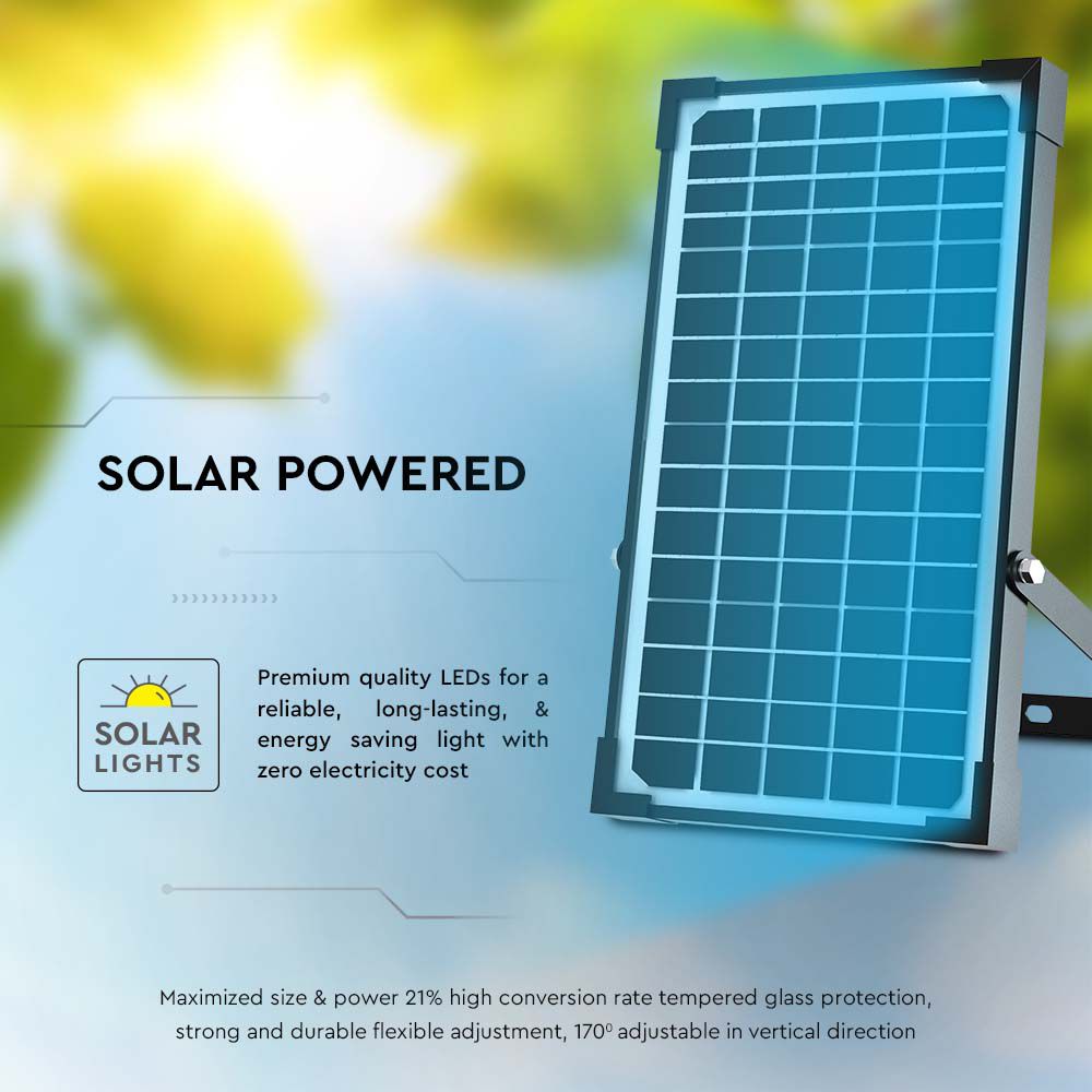 30W LED Solar Floodlight LiFePo Battery 3.7V Black 6000K img 8