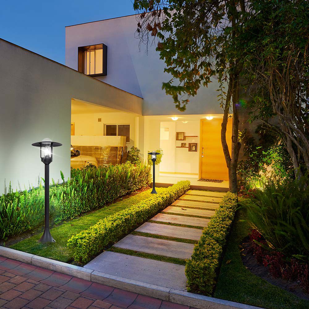 Lampione LED da Giardino con Portalampada a Lanterna E27 Colore Nero Opaco h: 97.5cm IP44