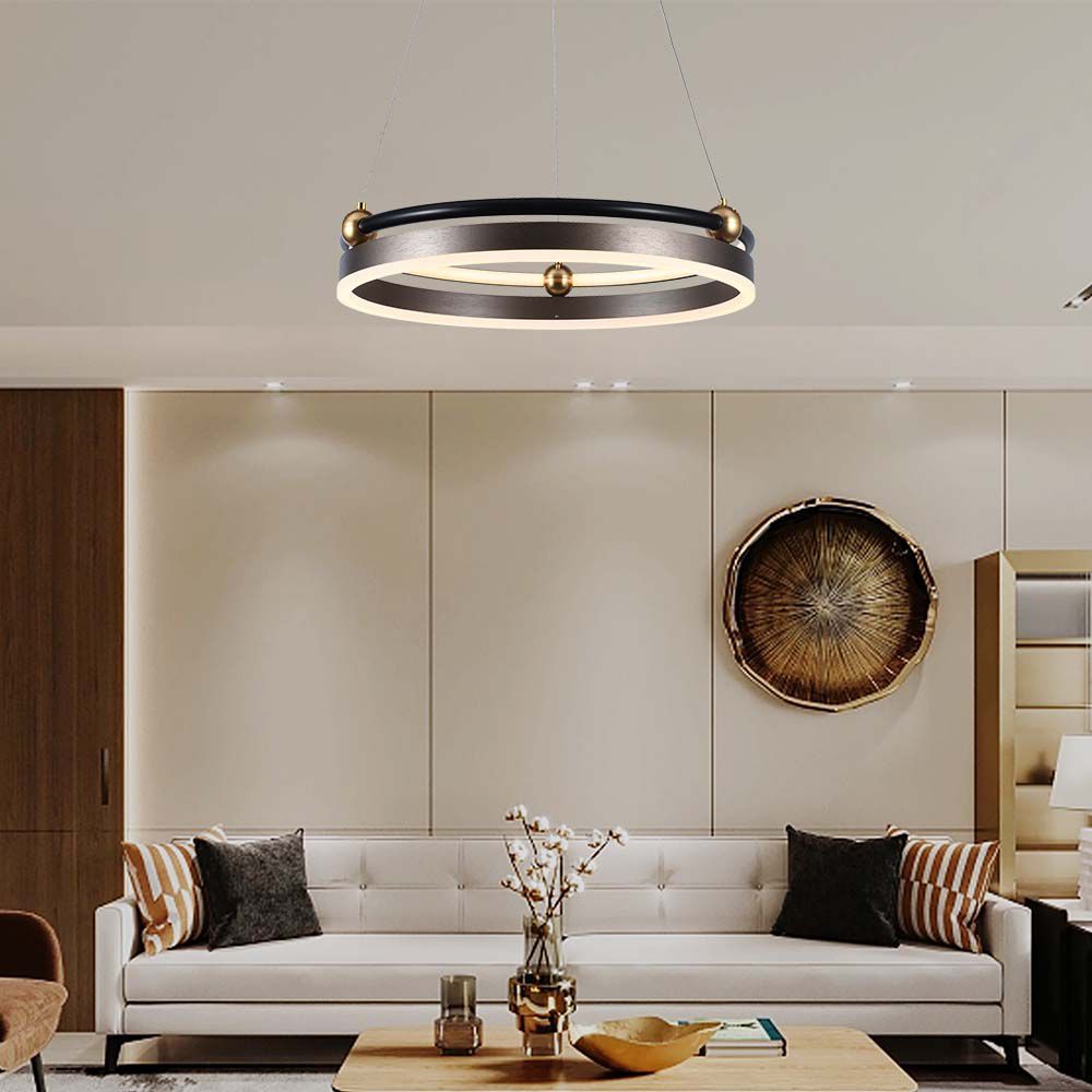 20W LED Designer Hanging Lamp Single Ring 3000K Coffee Body img 1