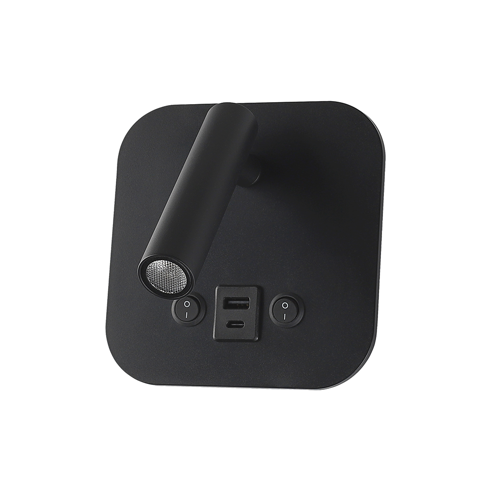 8W LED Bedside Light CREE CHIP Aluminum+PC Black Body IP20 3000K