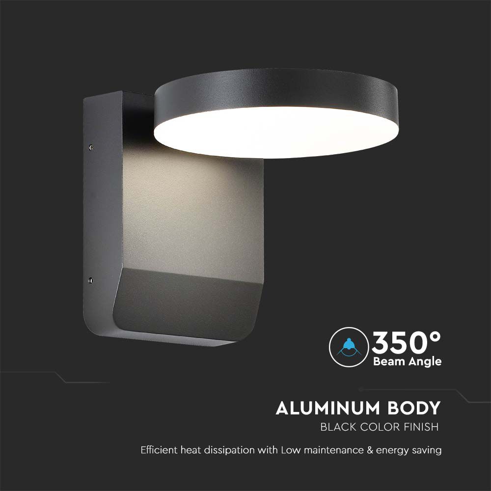 20W LED Wall Light Black Body Round 4000K IP65 img 1