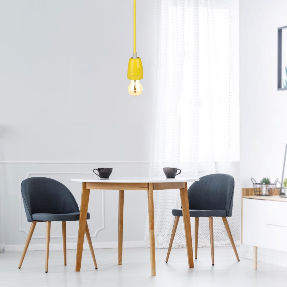 Lampadario con Portalampada Porcellana Giallo