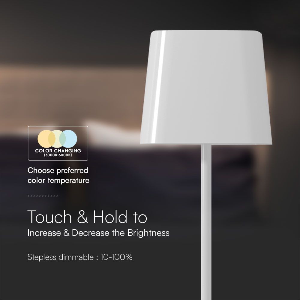 5W LED Magnetic Table Lamp With Battery 3600mAh CCT: 3IN1 White Body Dimmable img 1