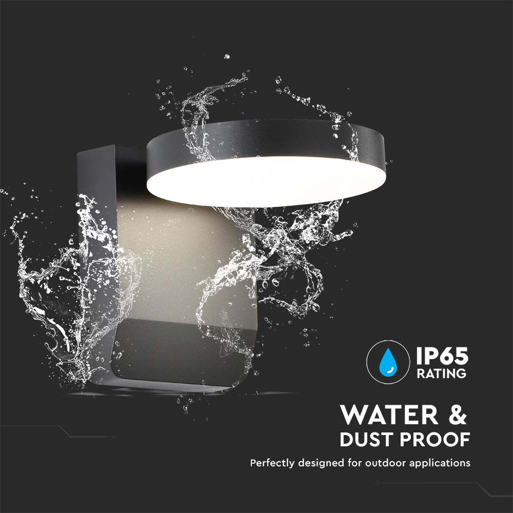 20W LED Wall Light Black Body Round 4000K IP65 img 2
