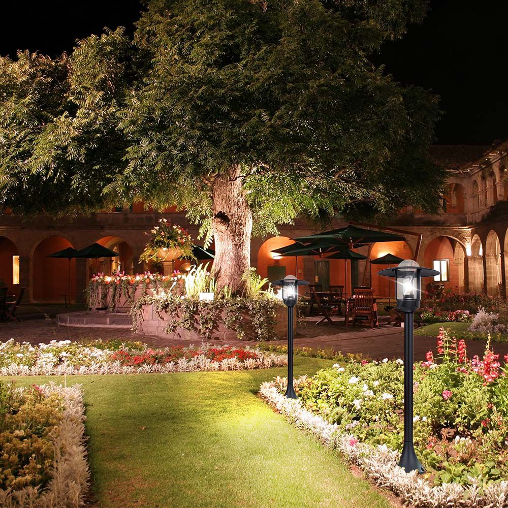 Lampione LED da Giardino con Portalampada a Lanterna E27 Colore Nero Opaco h: 97.5cm IP44 img 1