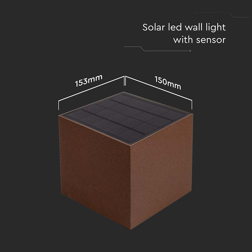 9W LED Solar Wall Light 3in1 Corten Body IP65
