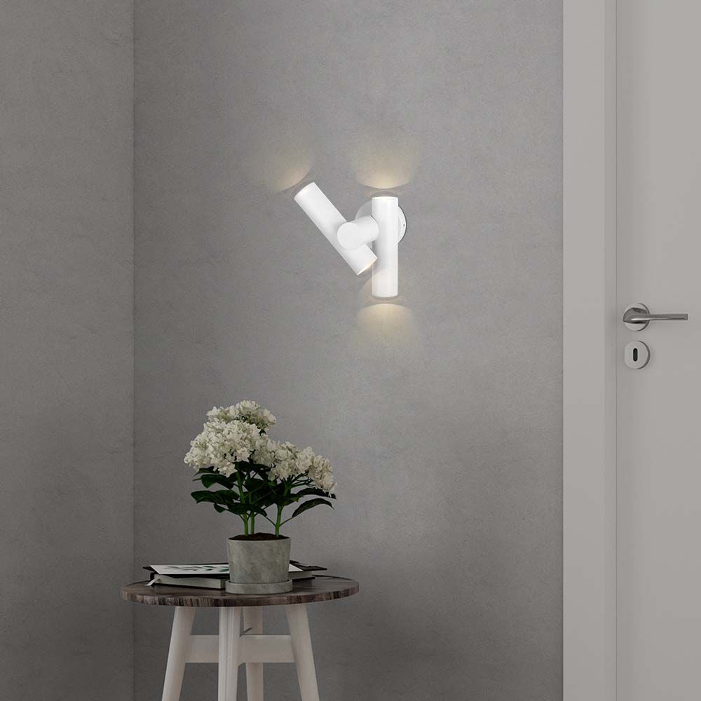 Faretti LED Da Muro 2*2.6W con Doppio Fascio Luminoso Regolabile a 360° Colore Bianco 4000K IP44