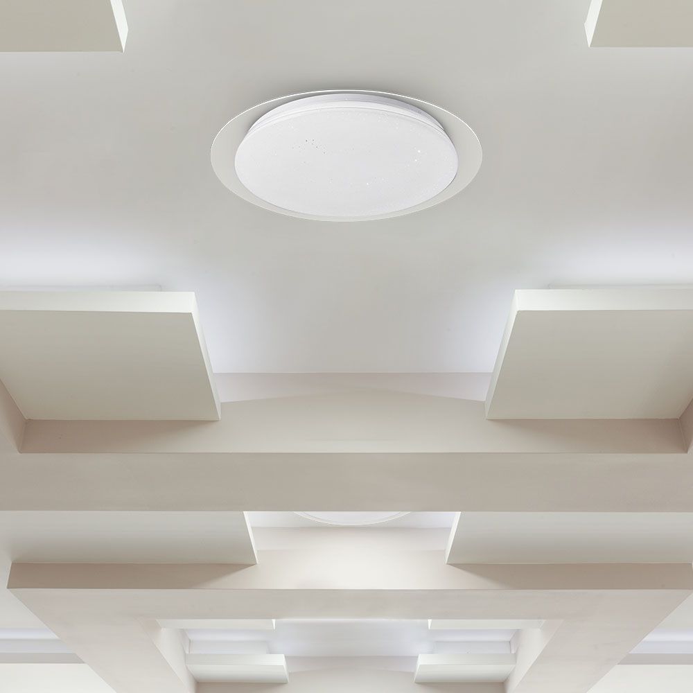 Plafoniera LED Rotonda con Telecomando Cambia Colore 3 in 1 Effetto Stellato d: 400mm h: 70mm Dimmerabile