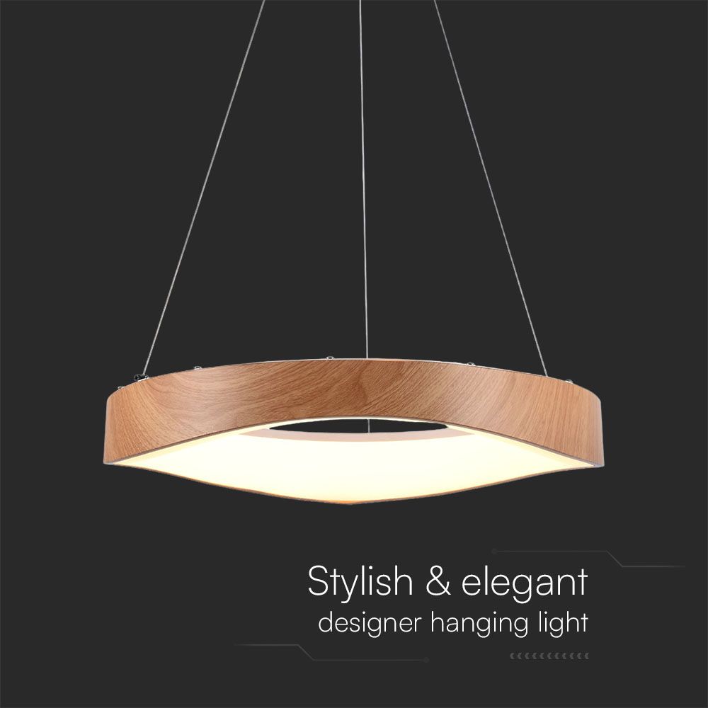 LED Designer Pendant Lampholder Wood Painting+White Body D500