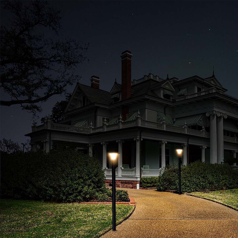 Lampada LED Solari 15W da Terra con Palo e Batteria LiFePO4 3.2V Colore Nero CCT: 6000K+4000K IP65