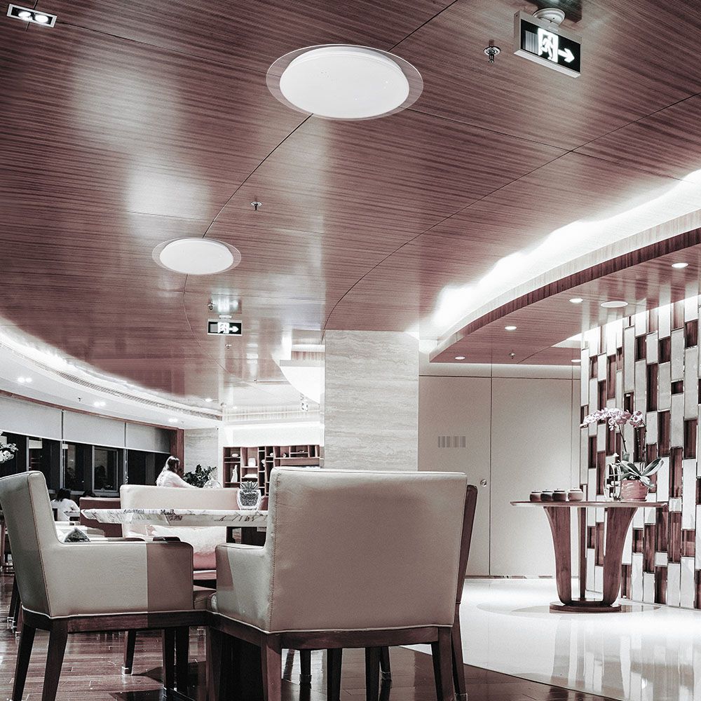 Plafoniera LED Rotonda con Telecomando Cambia Colore 3 in 1 Effetto Stellato d: 400mm h: 70mm Dimmerabile img 1