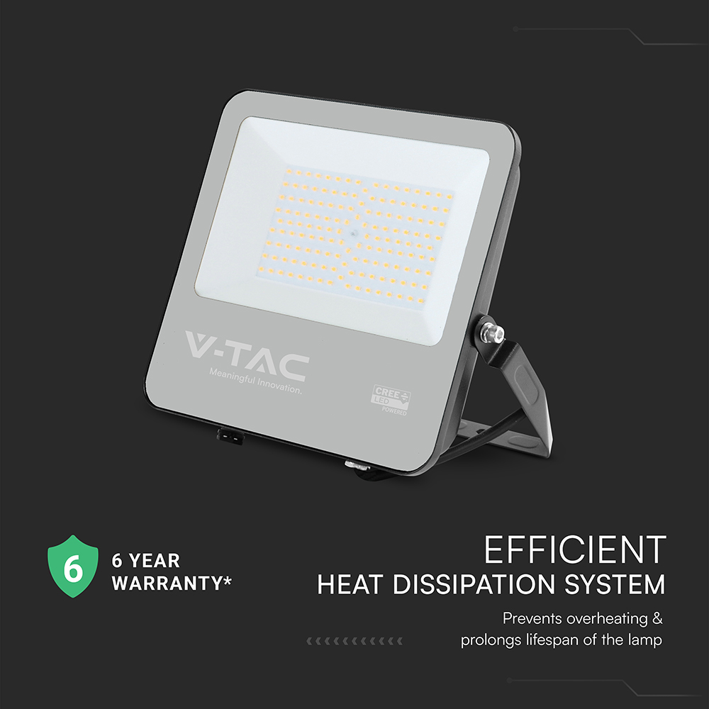 100W LED Floodlight CREE CHIP Black Body Grey Glass 3000K 135LM/W img 1