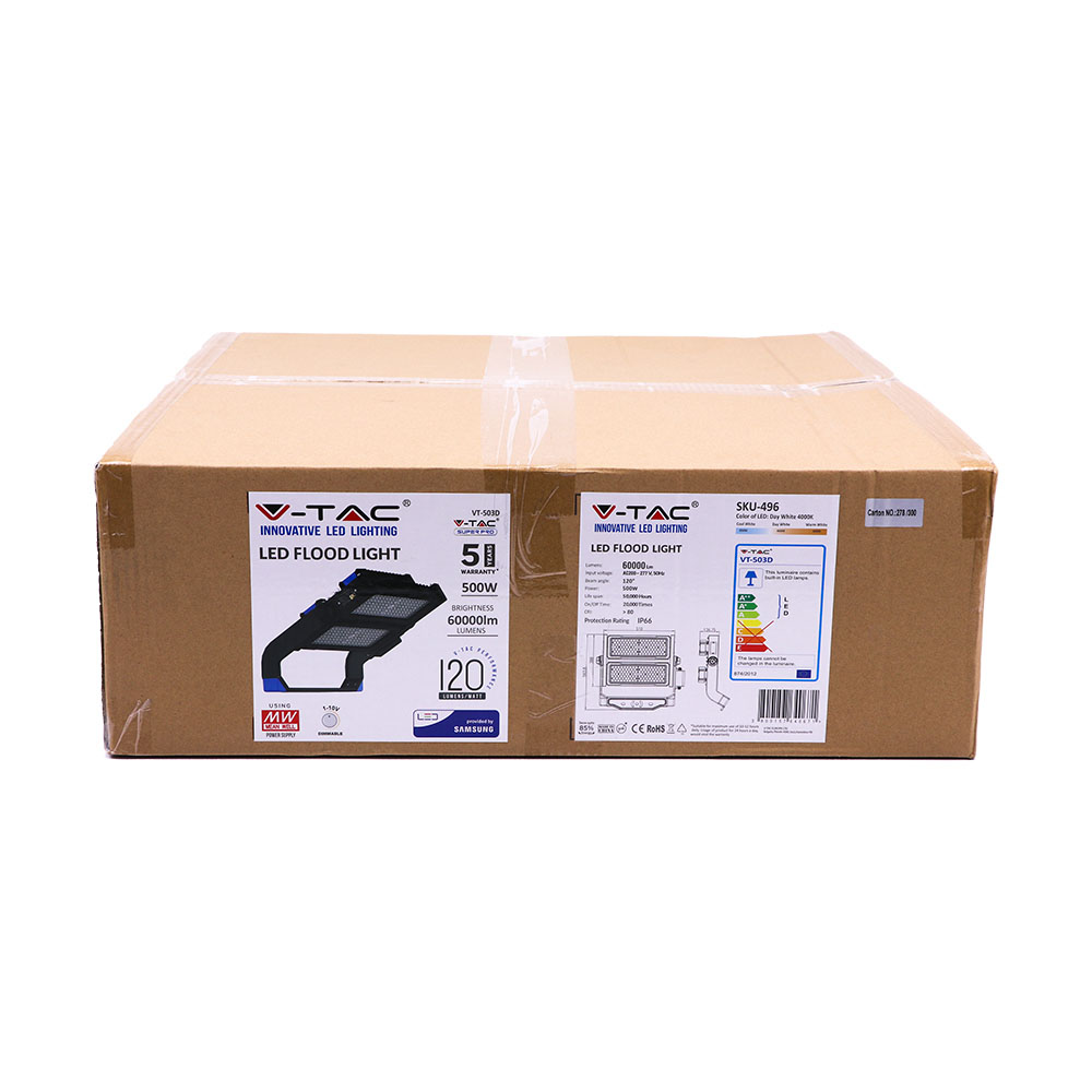 500W LED Floodlight SAMSUNG Chip Meanwell Driver 120gradi 4000K