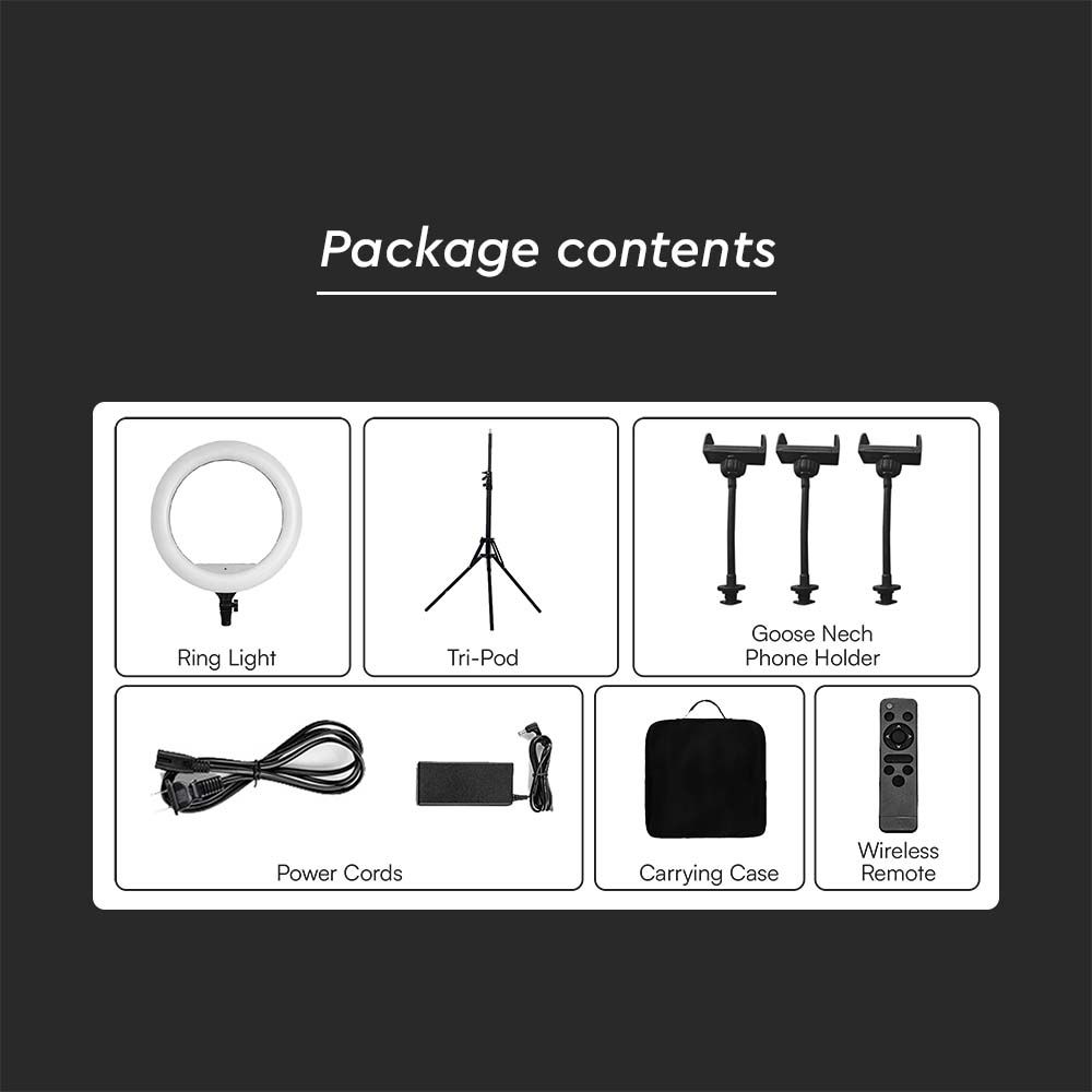 Lampada ad Anello 55W 45cm per Selfie e Riprese Video con Treppiede Regolabile 160cm incluso Telecomando e 3 Supporti per Telefono CCT Variabile 3200K-5500K img 3