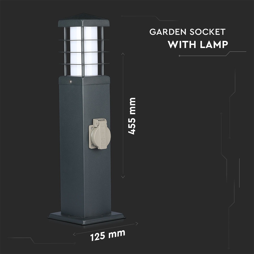 Presa doppia da giardino IP44 con lampada E27 IP44