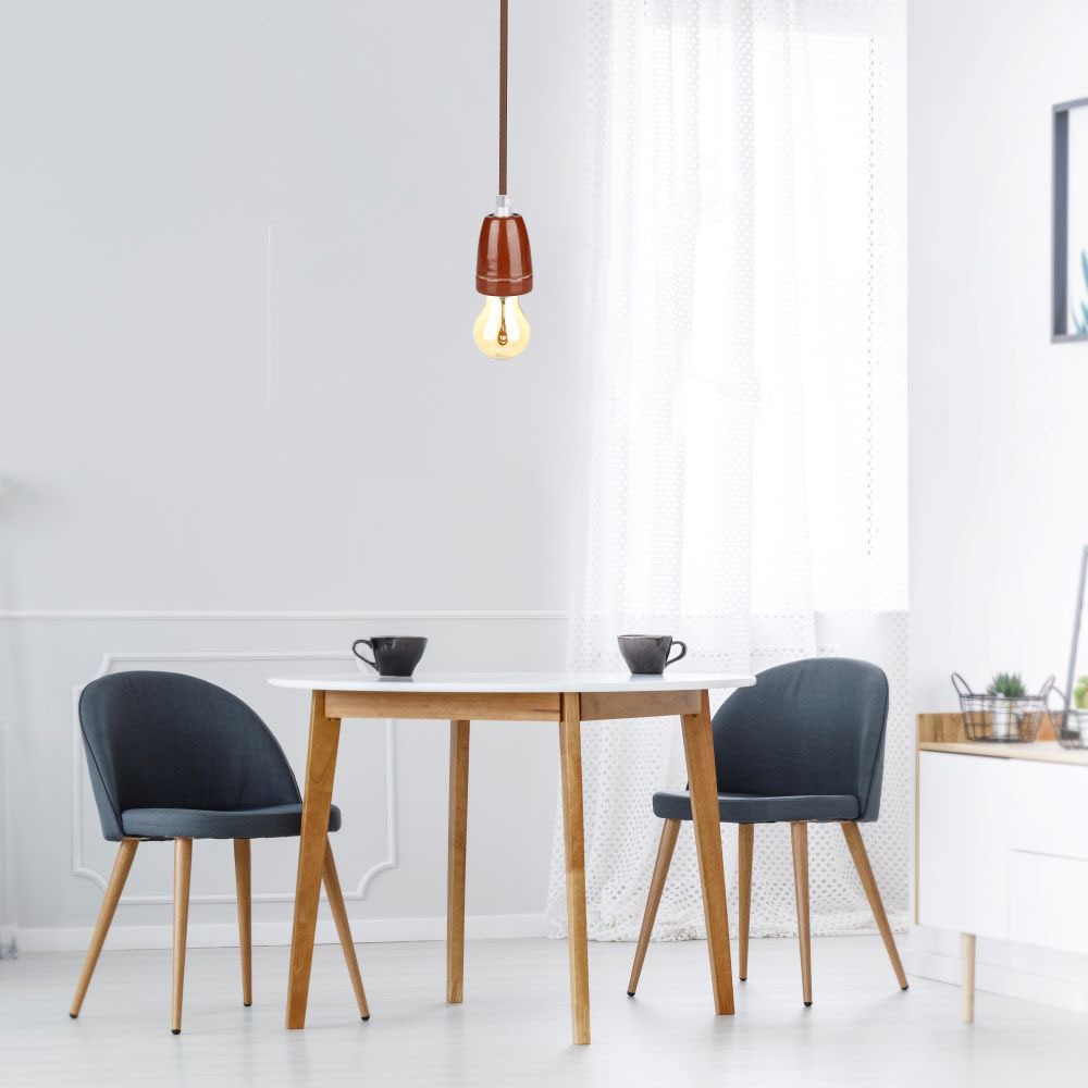 Lampadario con Portalampada Porcellana Marrone