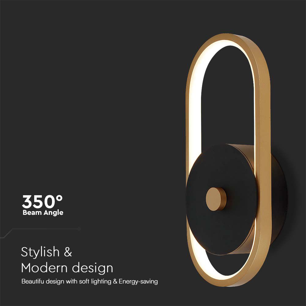 15W LED Outdoor Wall Light (L33*W15*H4.4mm) 3000K Black+Antique Brass Body IP65 img 1