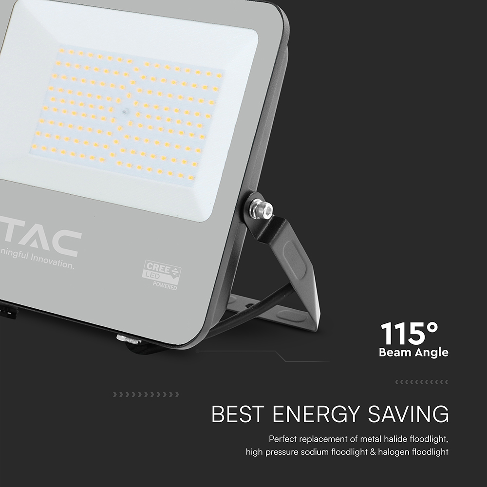 100W LED Floodlight CREE CHIP Black Body Grey Glass 3000K 135LM/W img 2