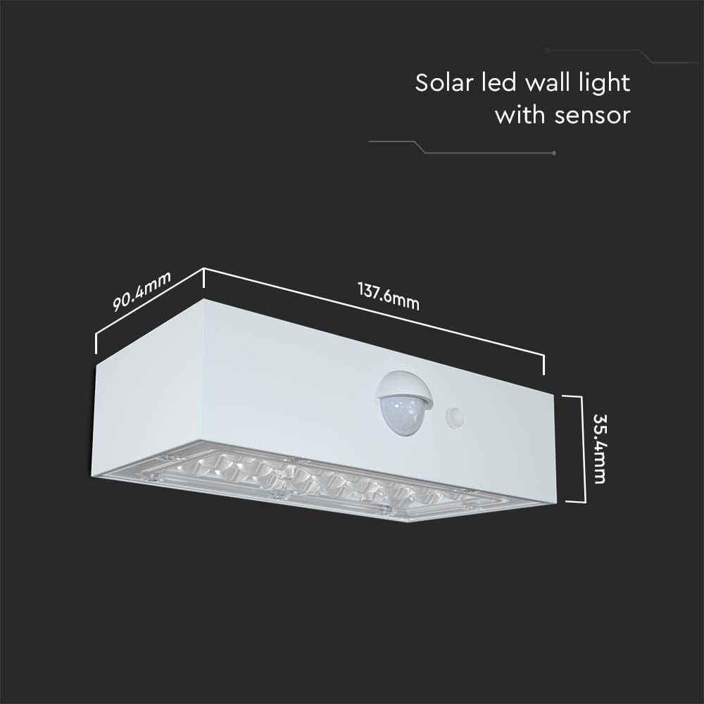 LED SOLARE DA PARETE LIGHT-BRICK 350LM BATTERIA LITIO 3,7v 1200mAh 4000K+3000K BIANCO