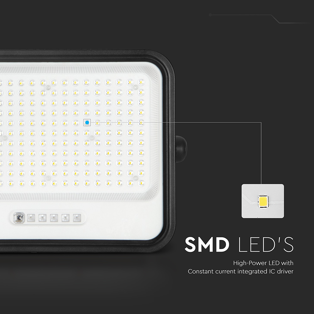 400W LED Solar Floodlight 2000K-8000K Black Body Battery Indicator