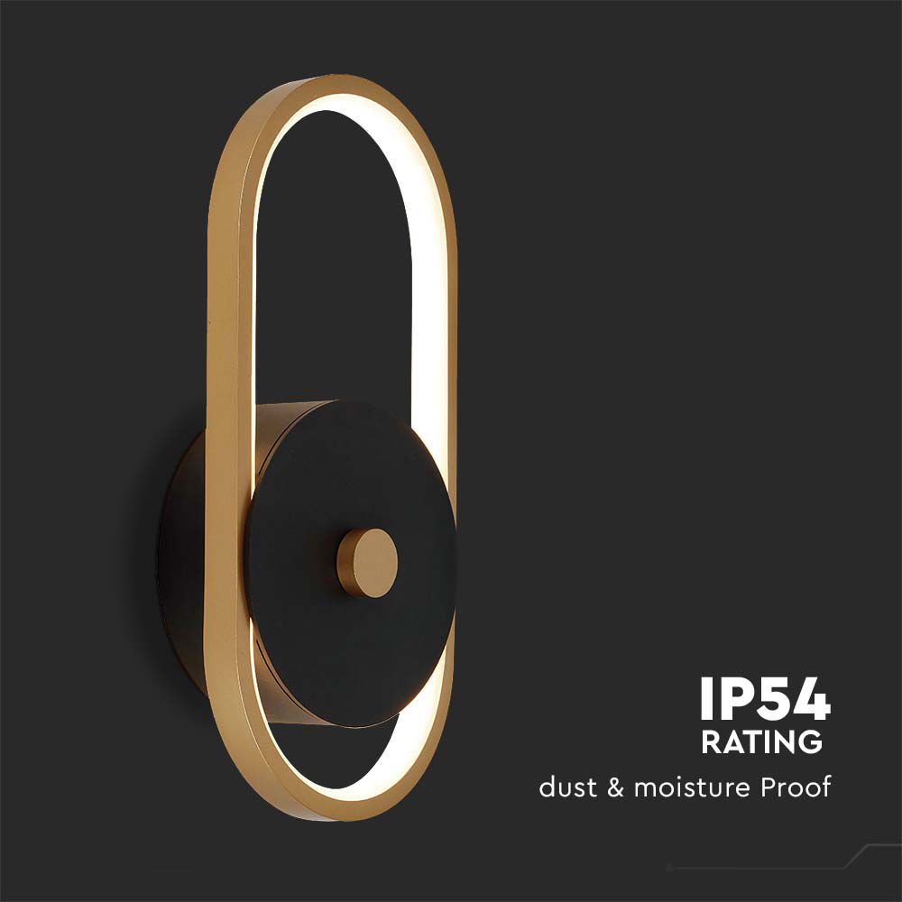 15W LED Outdoor Wall Light (L33*W15*H4.4mm) 3000K Black+Antique Brass Body IP65 img 2