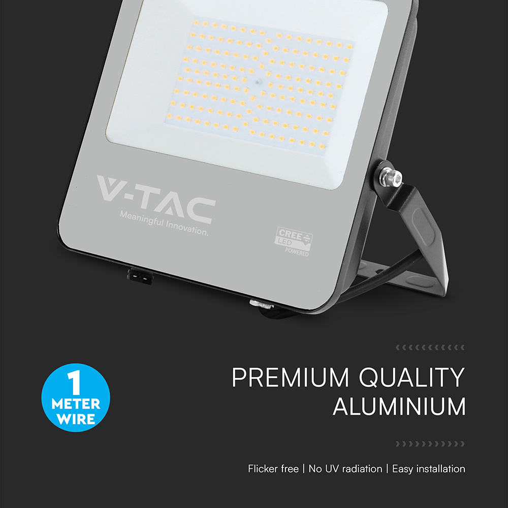 100W LED Floodlight CREE CHIP Black Body Grey Glass 3000K 135LM/W img 4