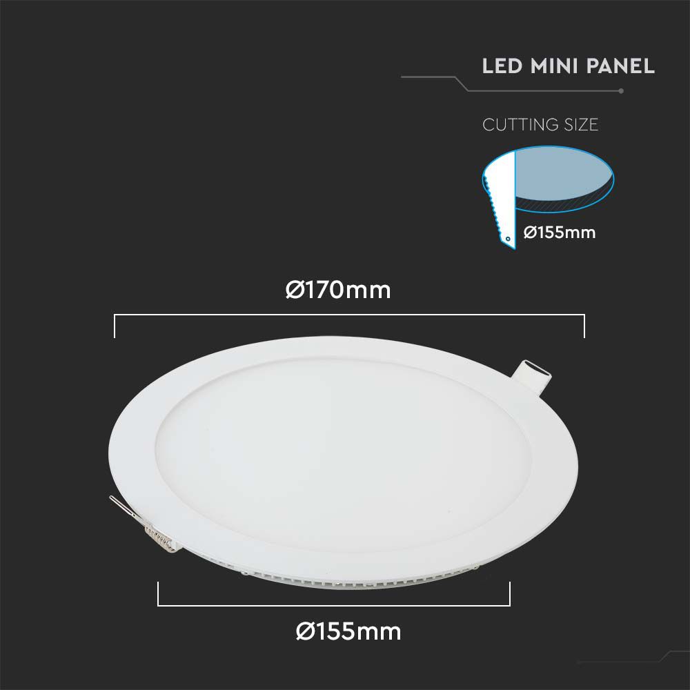 12W LED Premium pannel Down Round 3000K