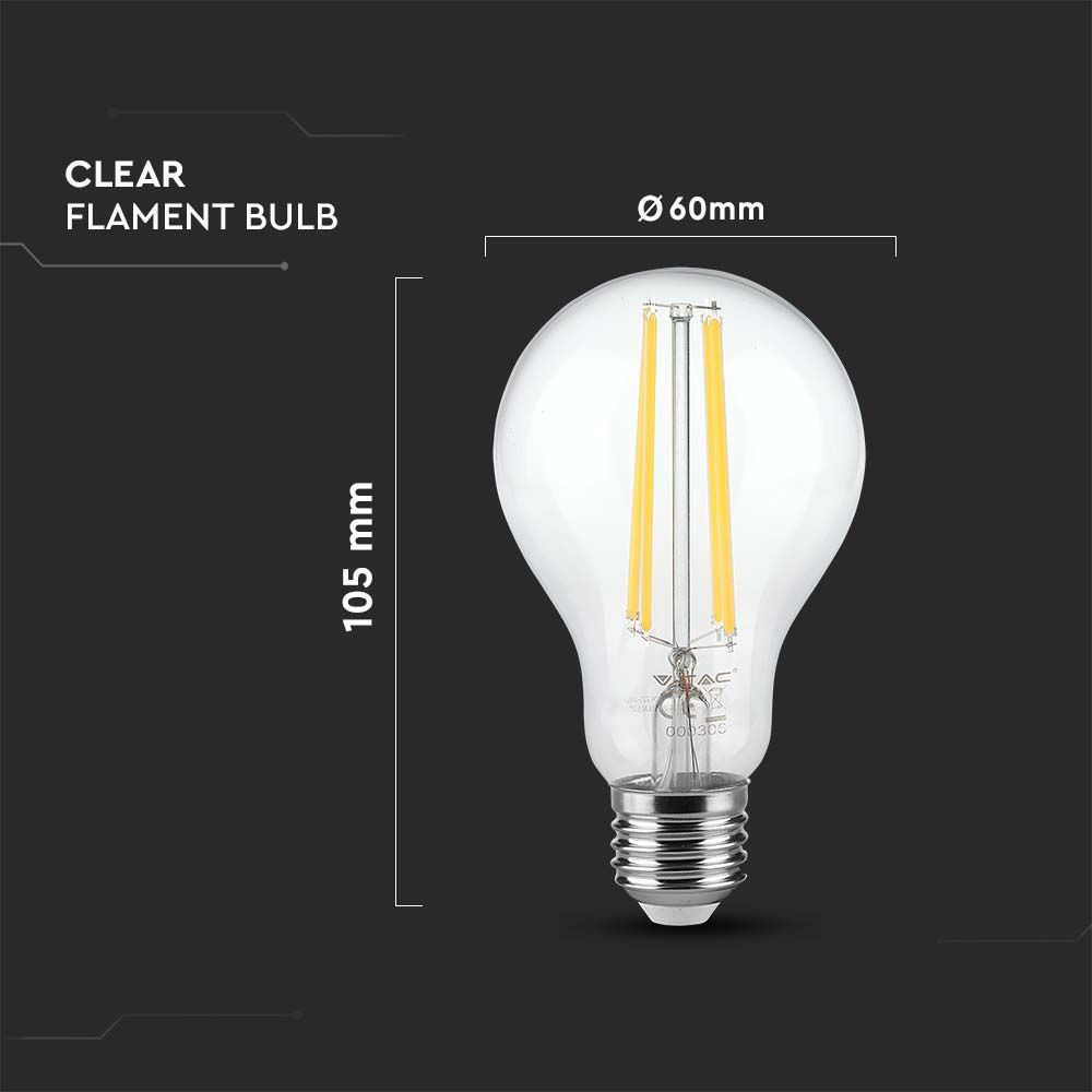 12W Filament E27 A60 Clear Cover 3000K