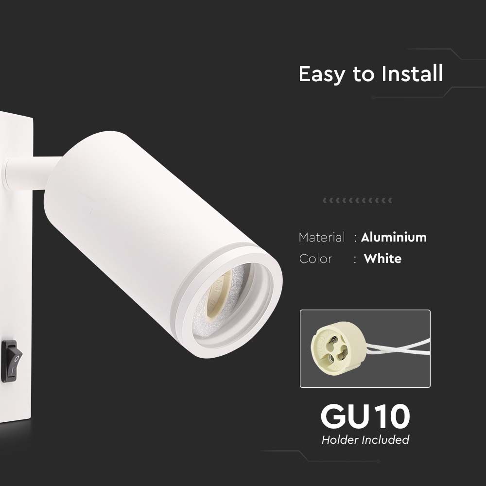 GU10 Spotlight Fitting Wall Mounted White Body img 1
